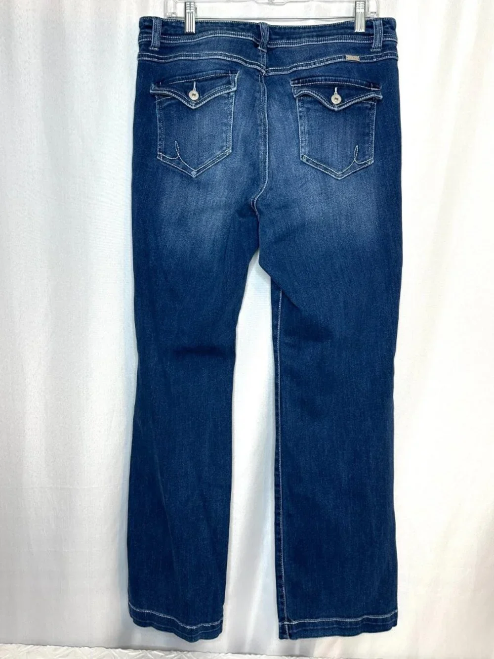 INC Bootcut Curvy Fit Jeans, Size 14 Boho Western Rhinestone Rivets Whiskered - Picture 2 of 7